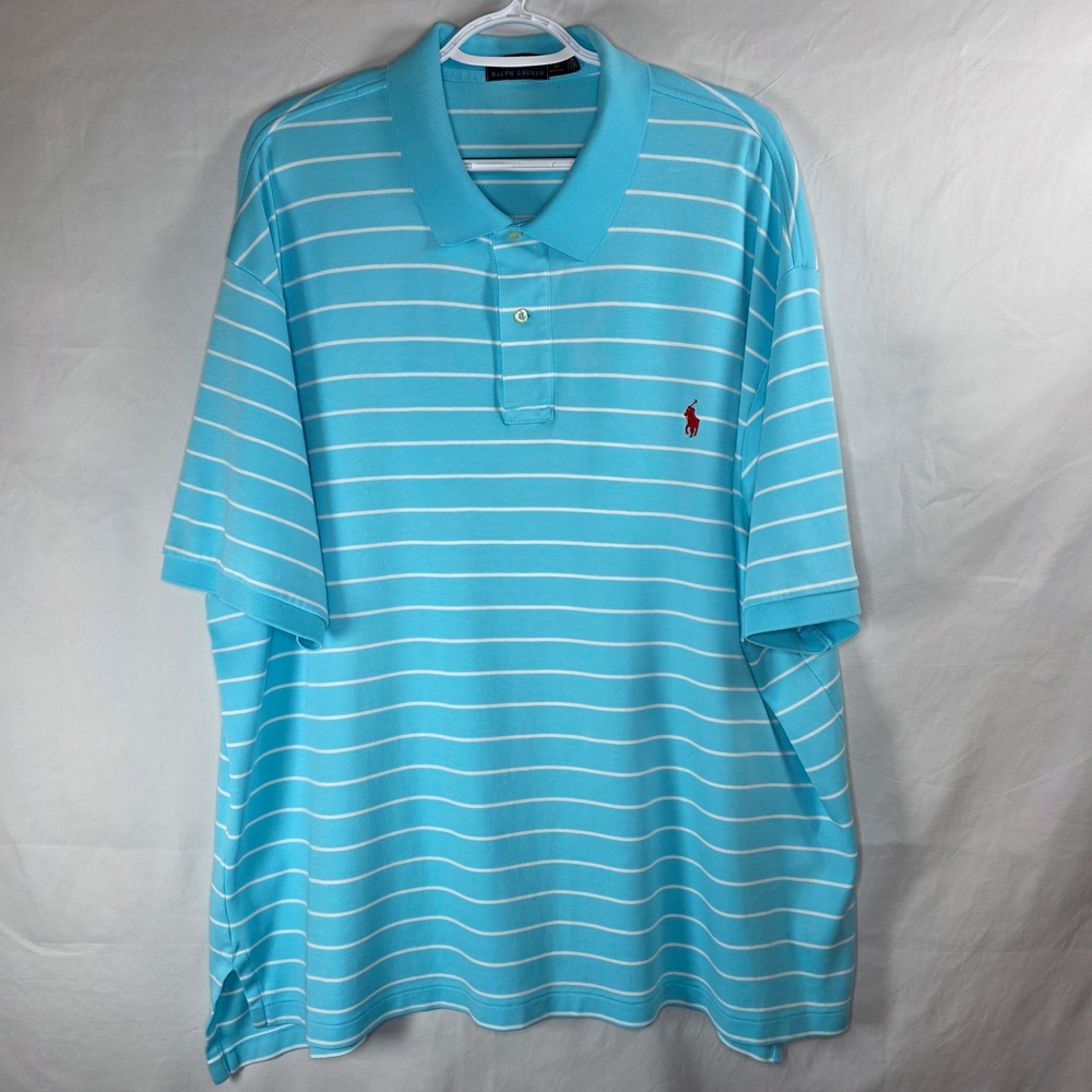 Polo Ralph Lauren Striped Polo Shirt Blue White | Mens 3XB Big & Tall